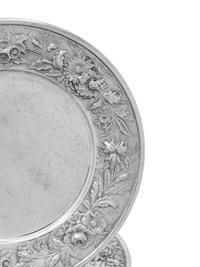A Set of Eight S. Kirk and Son Repousse Silver Bread Plates