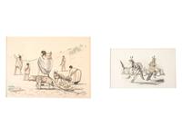 untitled, family with travois and fancy dancers