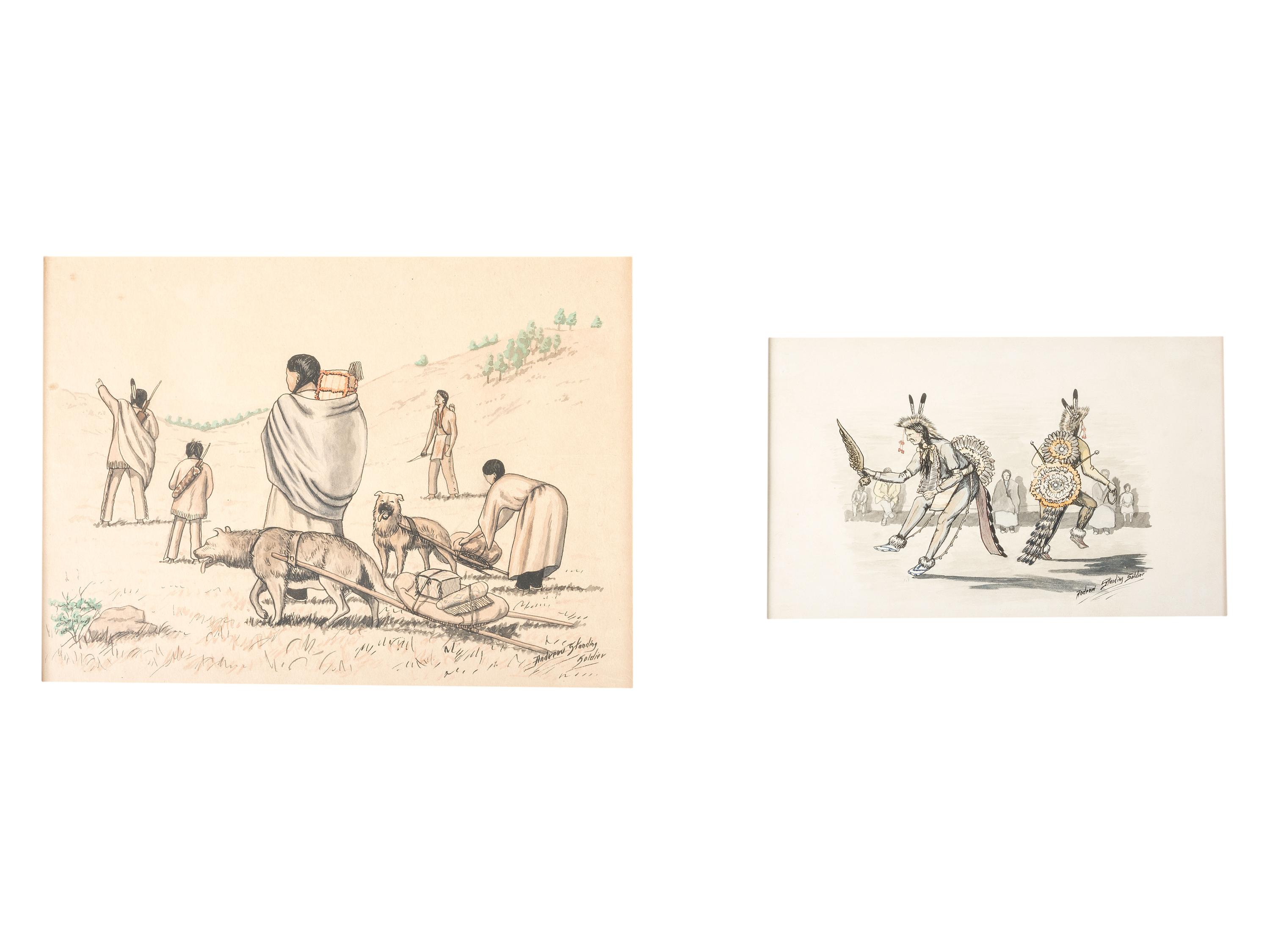 untitled, family with travois and fancy dancers