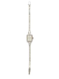 GIRARD-PERREGAUX, PLATINUM AND DIAMOND WRISTWATCH