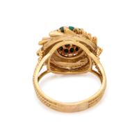 YELLOW GOLD, DIAMOND AND HARDSTONE RING