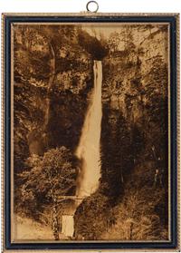 [WESTERN AMERICANA]. BARTON, James Bert, photographer, attributed. Orotone of a waterfall. N.p.: [ca early-mid 1900s].