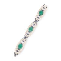 Emerald, Diamond, and Sapphire Bracelet