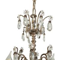 A Silvered Metal Six-Light Chandelier