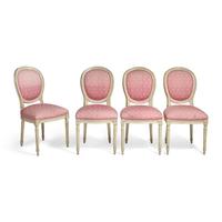 A Set of Four Louis XVI Style White-Painted and Upholstered Fauteuils