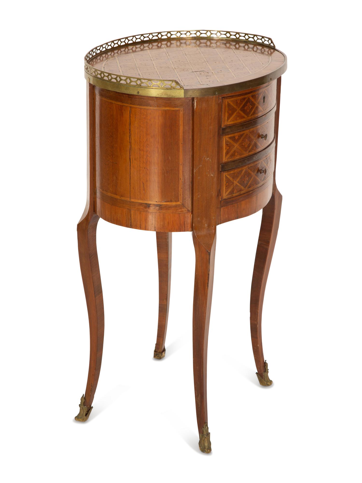 A Louis XV Style Parquetry Side Table with a Secret Side Drawer