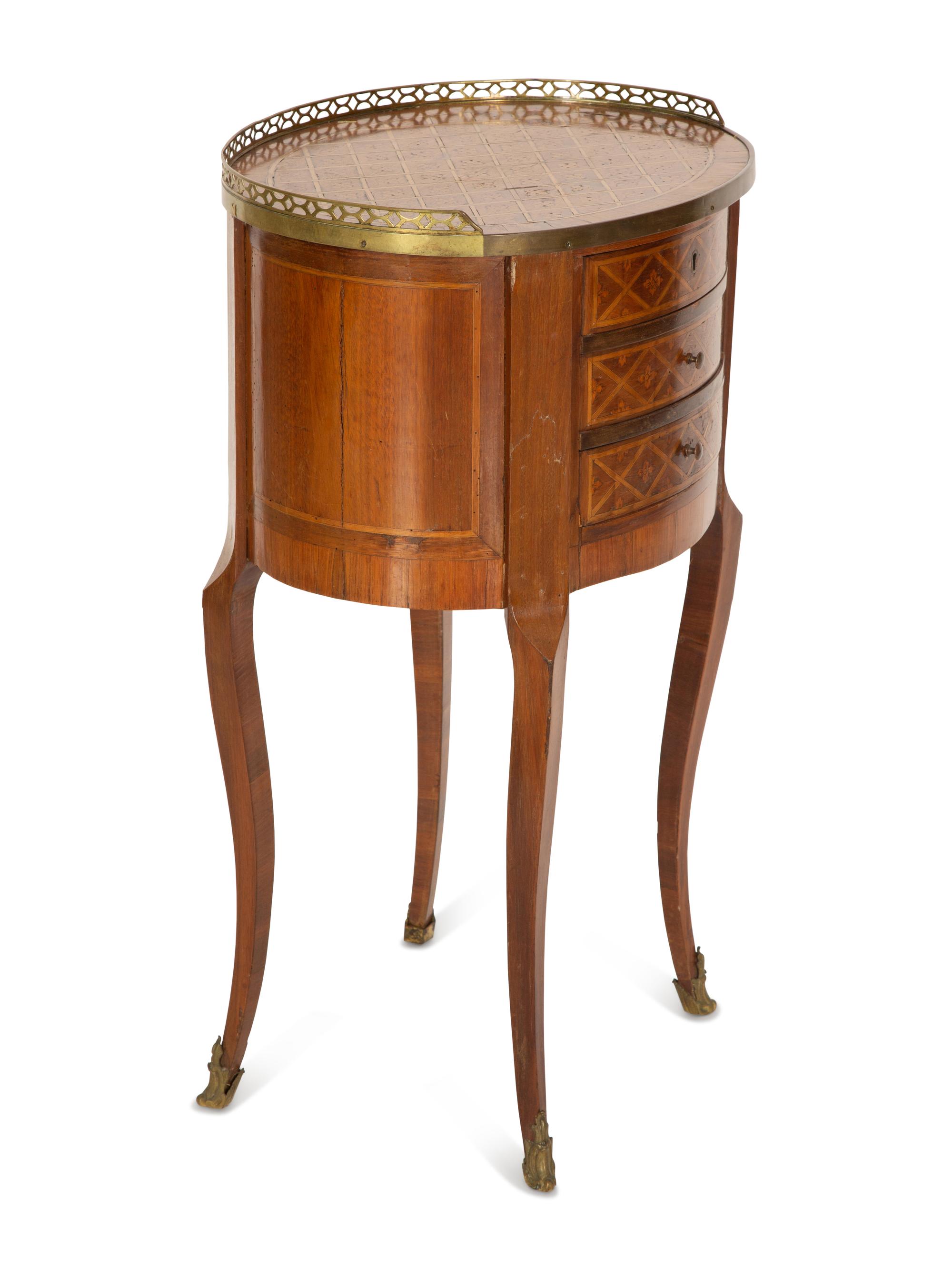 A Louis XV Style Parquetry Side Table with a Secret Side Drawer