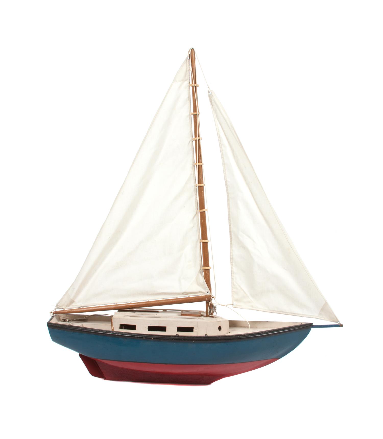 Two Painted Wood Boat Models Height of first 41 3/4 inches.