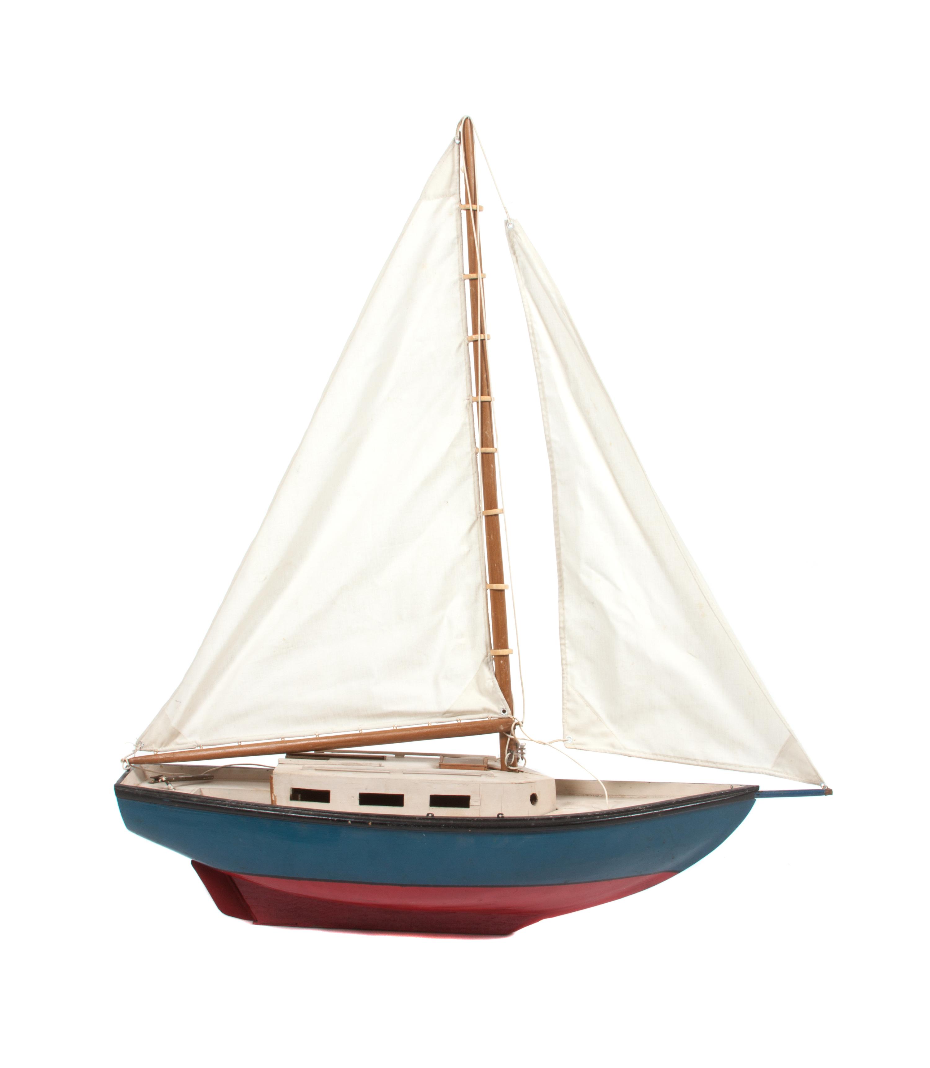 Two Painted Wood Boat Models Height of first 41 3/4 inches.