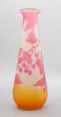 A Galle Cameo Glass Vase, Height 11 1/2 inches.