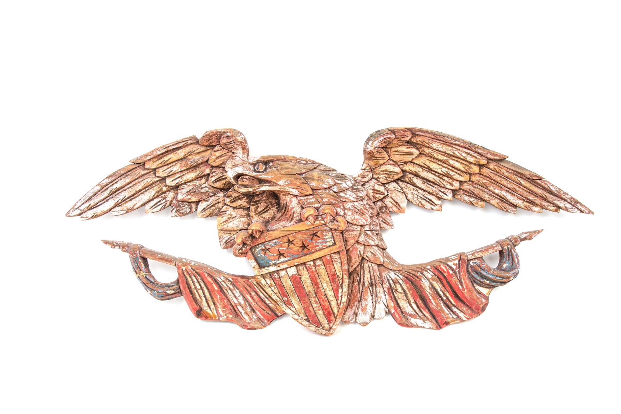Two Carved and Painted Eagles