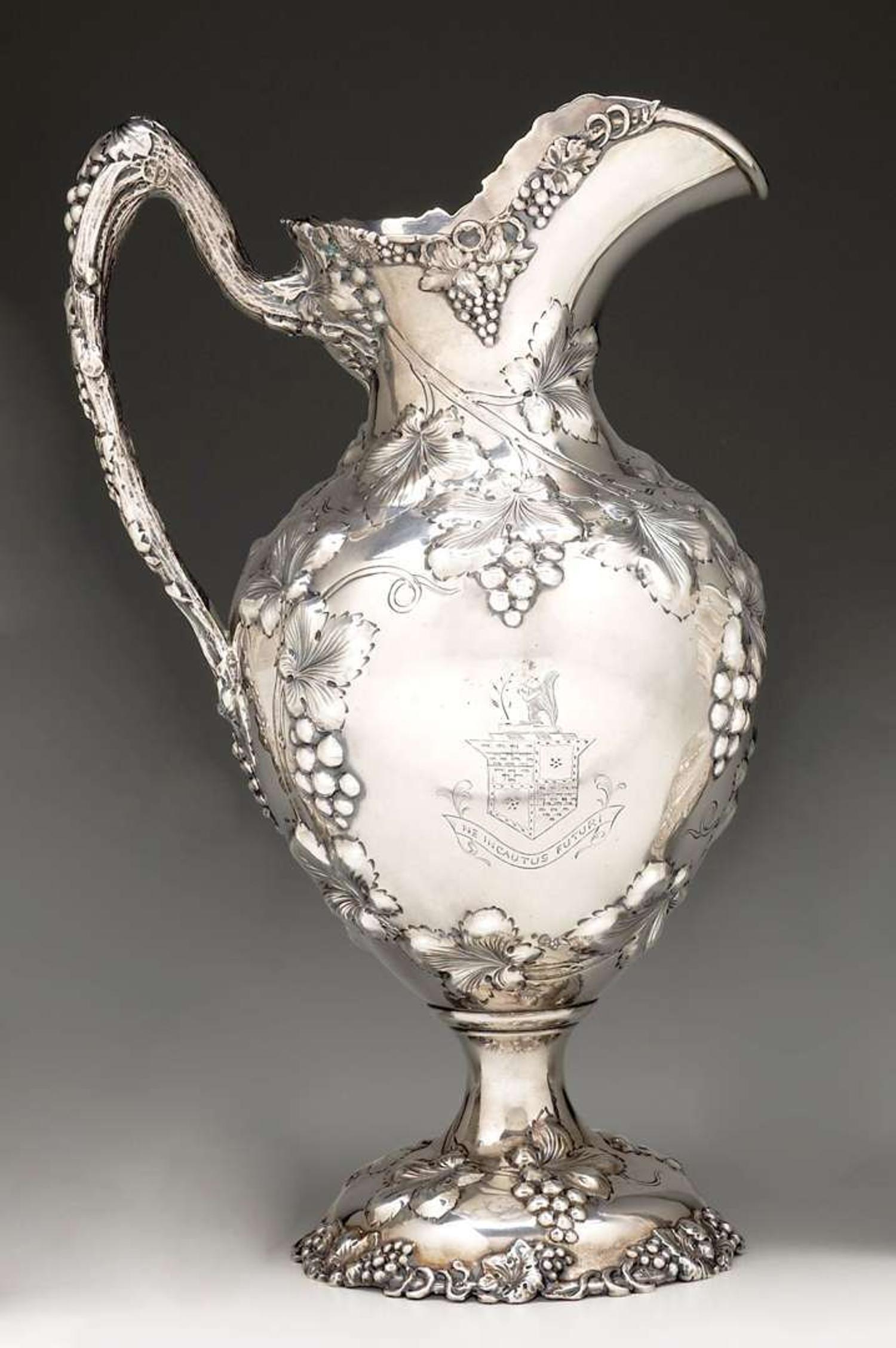 Sterling silver repoussé ewer j.f. fradley & co., new york, ny, mid 19th/early 20th century