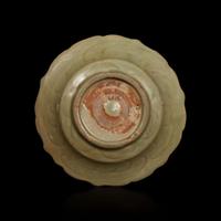 A Chinese Longquan celadon small molded and incised barbed dish 龍泉青釉模印刻劃蓮瓣盤 Late Southern Song to Yuan dynasty ?????