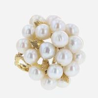 A 14K Yellow Gold Brutalist Pearl Ring
