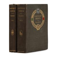 [Travel & Exploration]. Nansen, Fridtjof (1861-1930). Farthest North. Being the Record of a Voyage of Exploration of the Ship Fram 1893-96 and of a Fifteen Months' Sleigh Journey by Dr. Nansen and Lieut. Johansen. With an Appendix by Otto Sverdrup, Captain of the Fram . London: Archibald Constable and Co., 1897.
