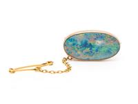 BLACK OPAL AND GOLD BROOCH