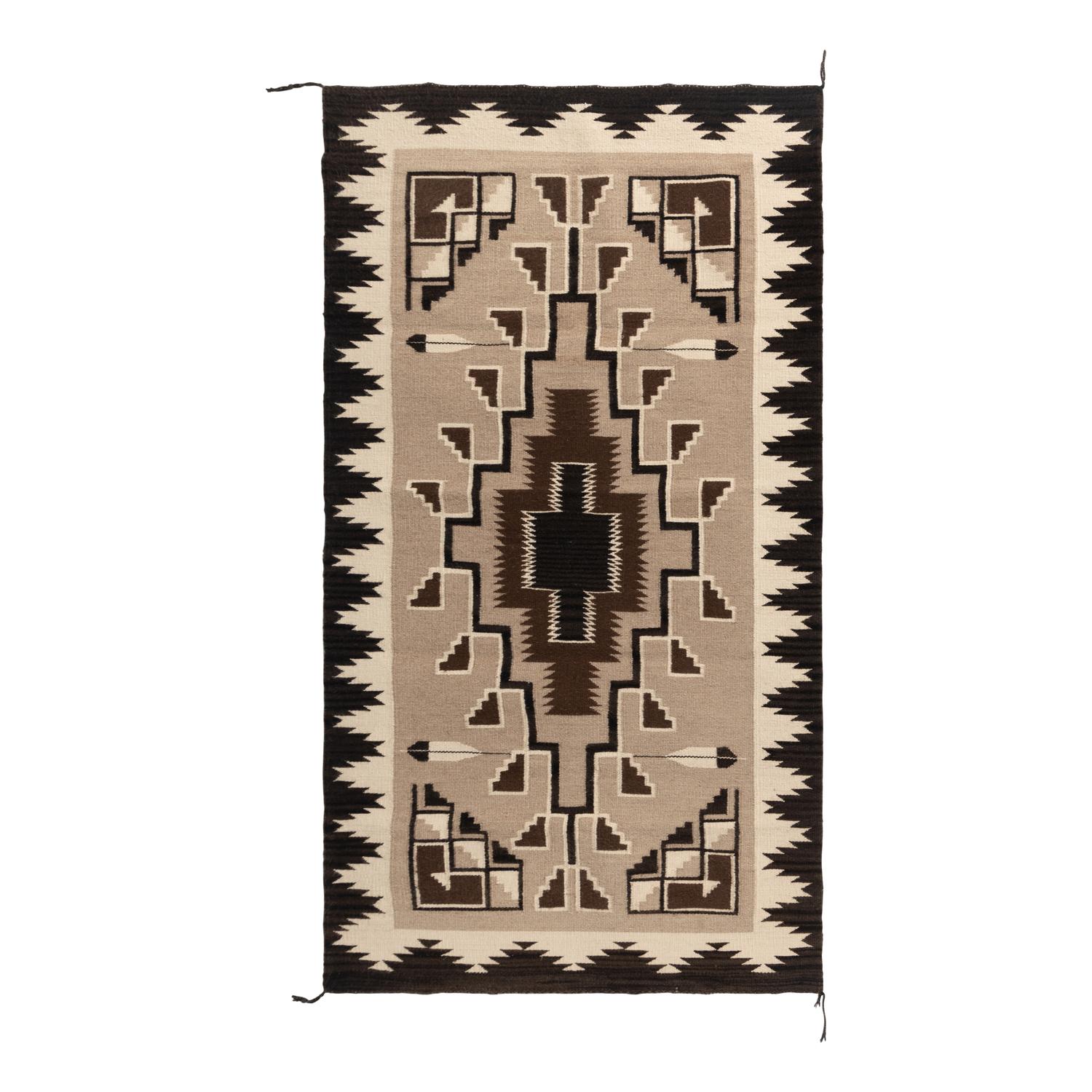 Navajo Two Grey Hills Weaving, with Feathers [Rug]