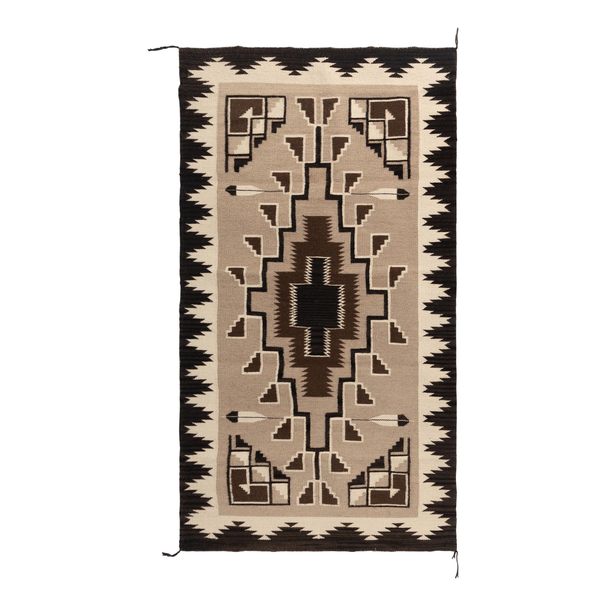 Navajo Two Grey Hills Weaving, with Feathers [Rug]
