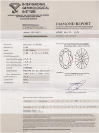 A 1.58 Carat Oval Brilliant Cut Diamond,