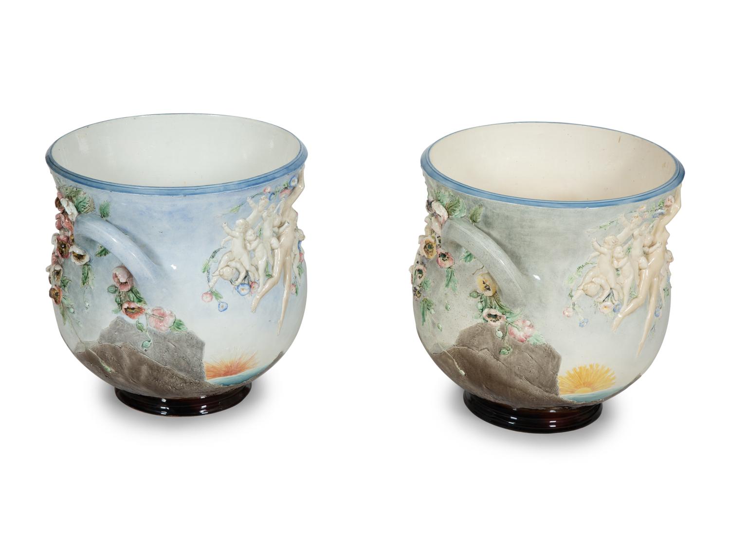 A Pair of Choisy Le Roi Ceramic Jardinières