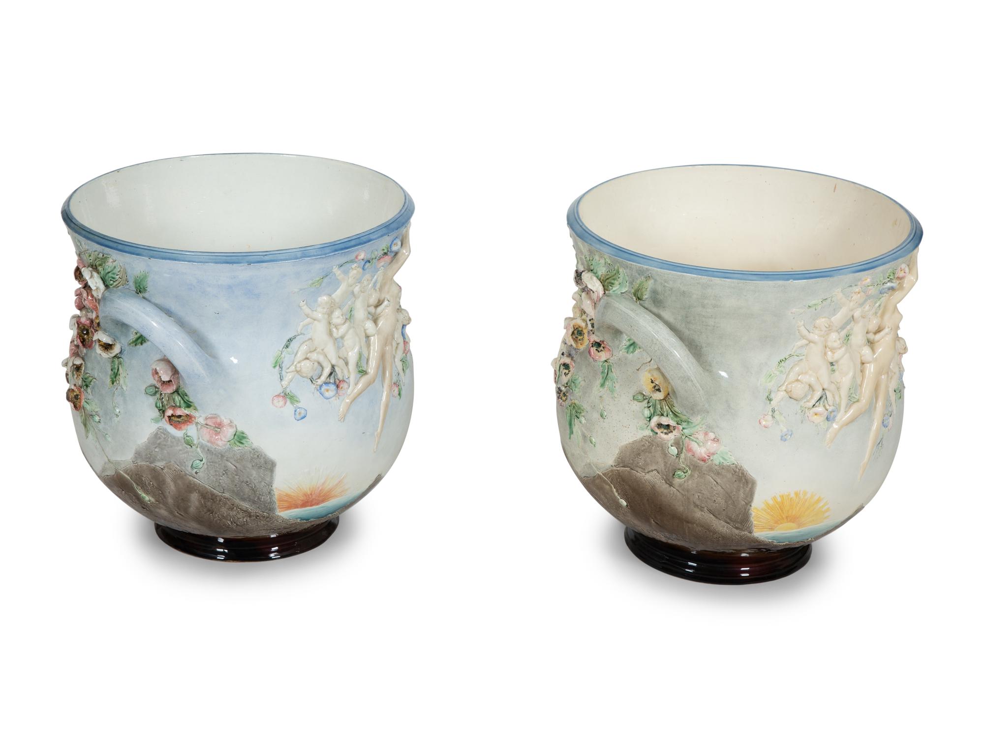A Pair of Choisy Le Roi Ceramic Jardinières