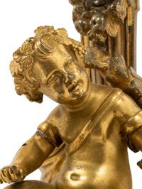 A Continental Gilt Bronze, Marble and Tôle Six-Light Candelabrum Mounted as a Lamp