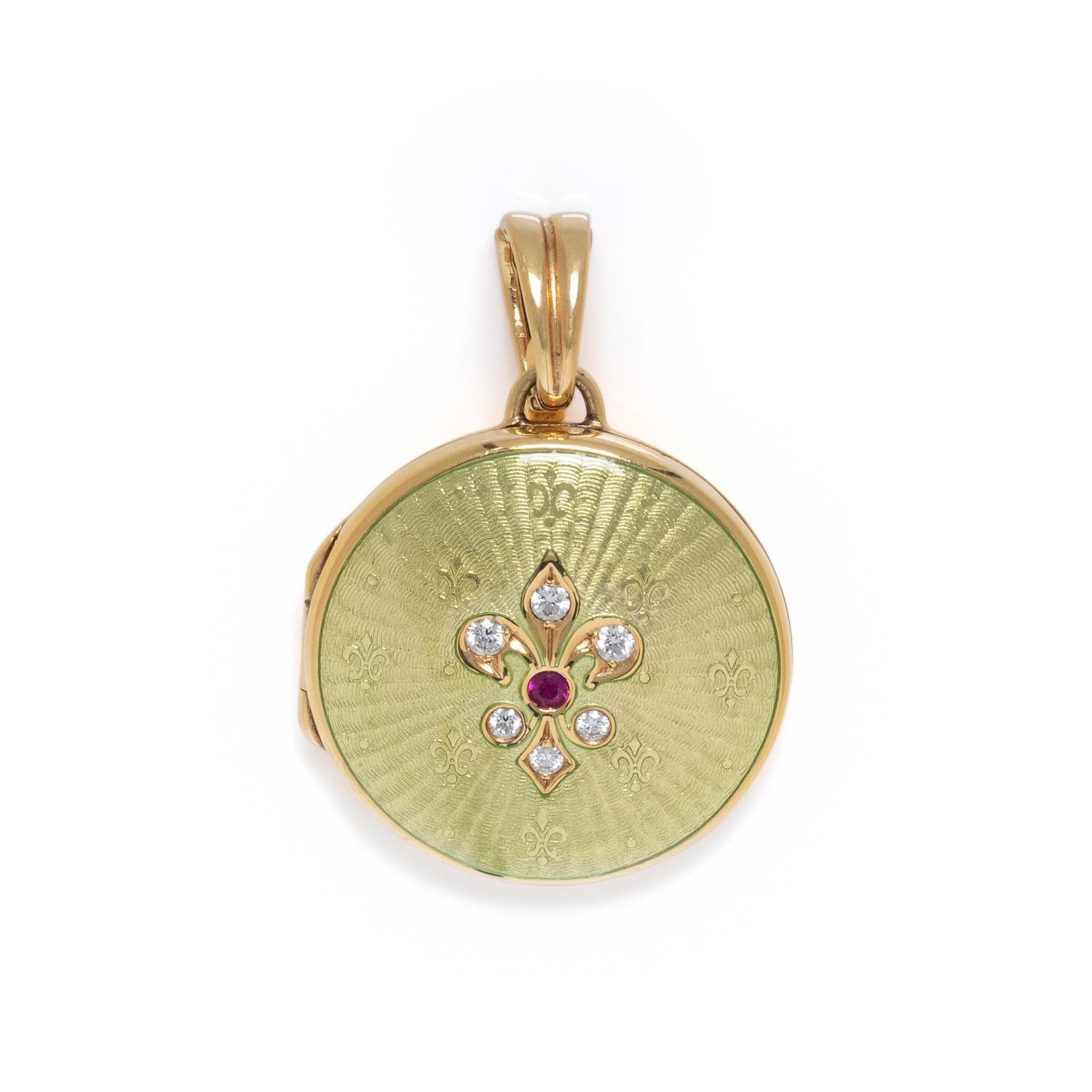 FABERGÉ, DIAMOND, RUBY AND ENAMEL LOCKET