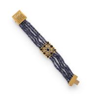 Anaconda, Yellow Gold and Iolite Bracelet and Earrings