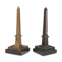 Two Grand Tour Bronze Luxor Obelisk Thermometers