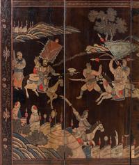 A Coromandel Lacquer Five-Panel Screen