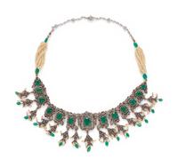 EMERALD, DIAMOND AND SEED PEARL NECKLACE