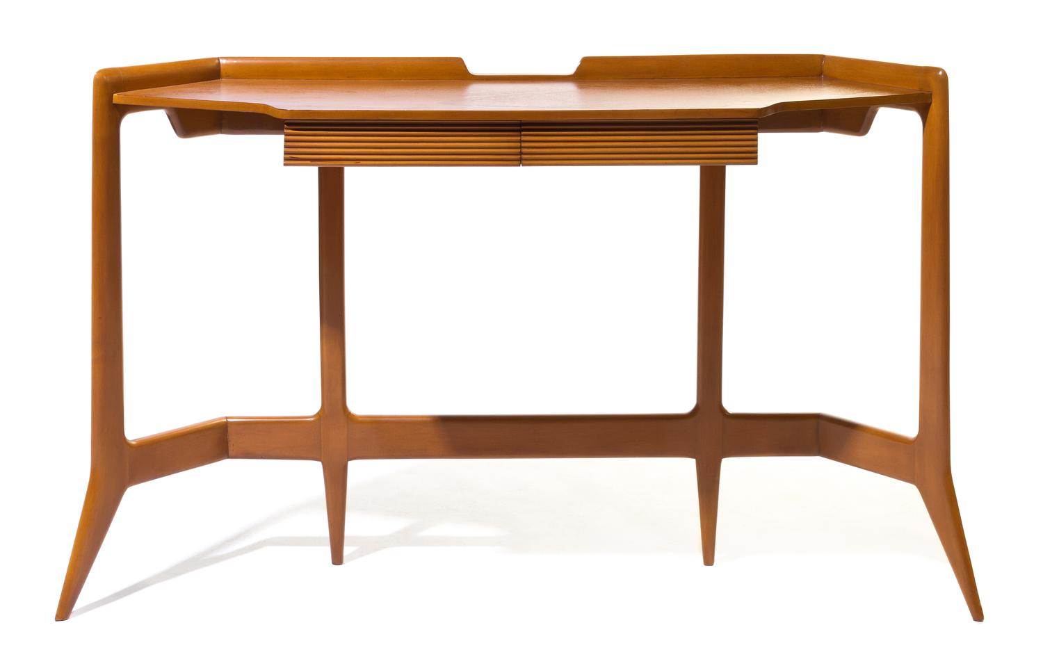 An Ico Parisi Walnut Console Height 34 1/2 x 58 width x depth 13 3/4 inches.