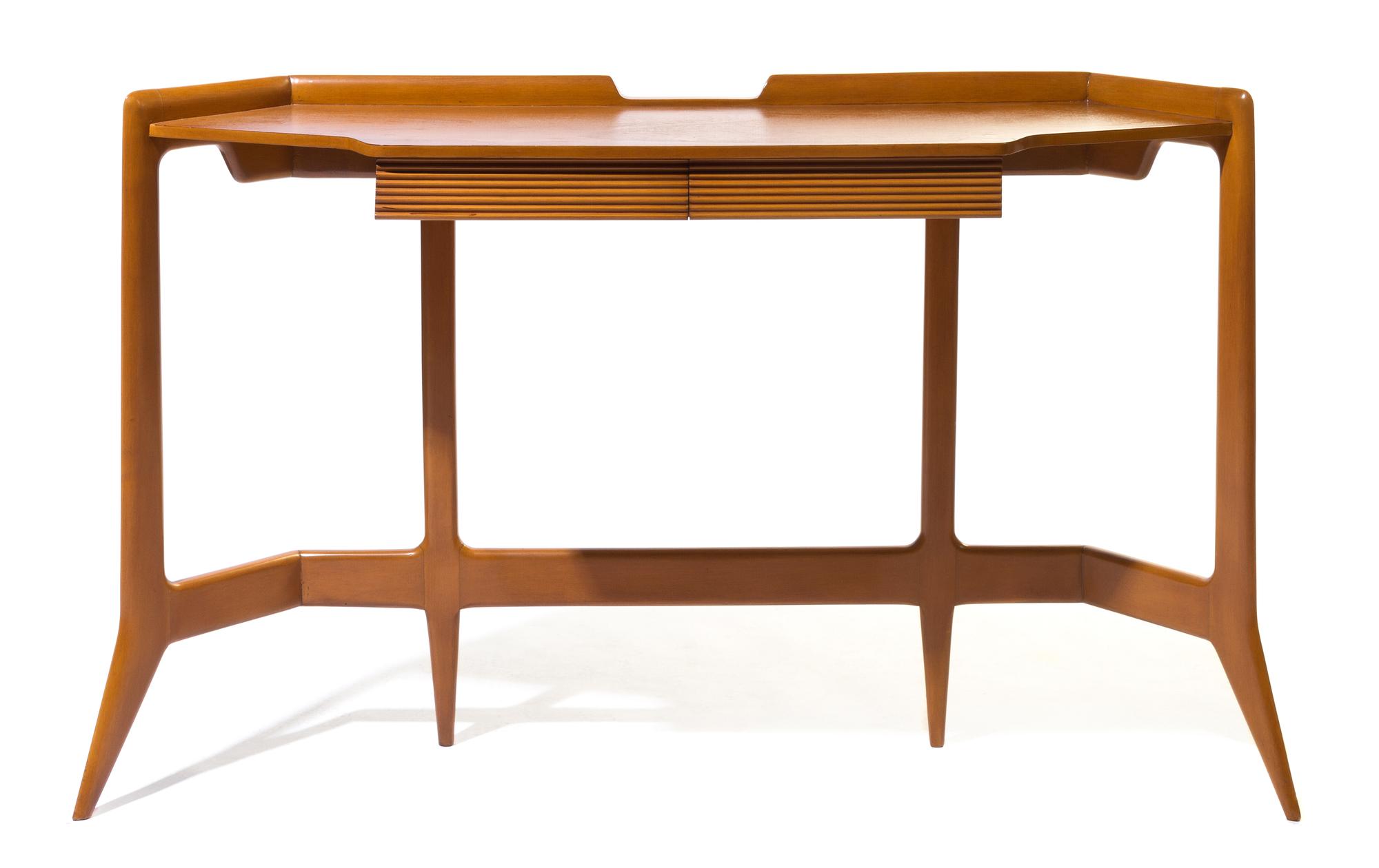 An Ico Parisi Walnut Console Height 34 1/2 x 58 width x depth 13 3/4 inches.