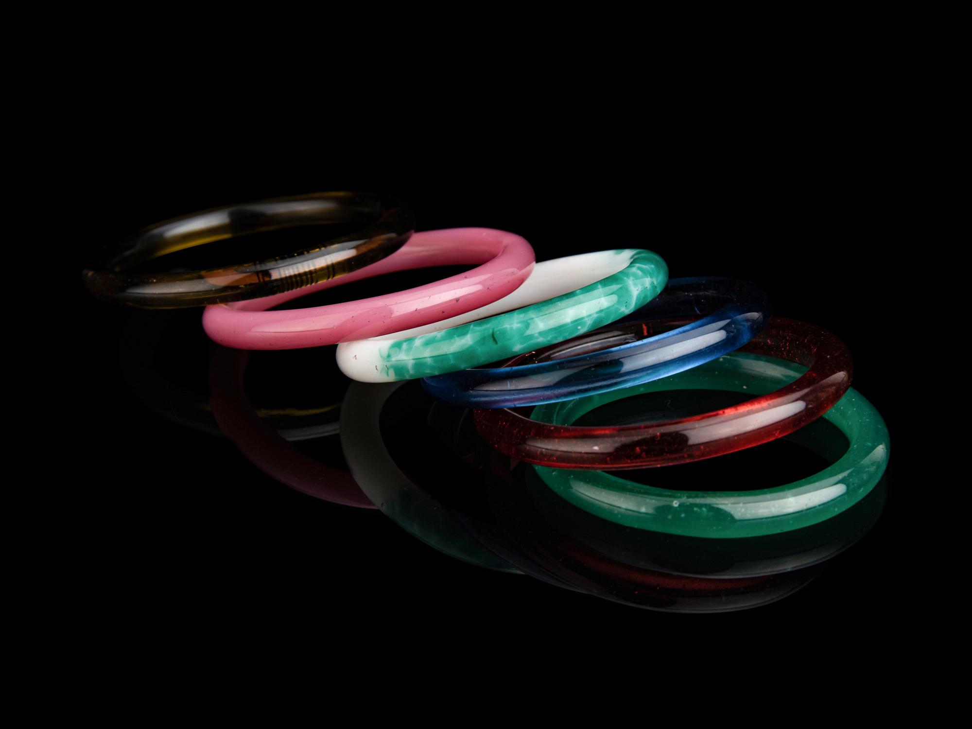 Six Chinese Peking Glass Bangles