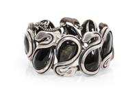 A Mexican Silver and Onyx Bracelet, Antonio Pineda (1919-2009) Length 7 inches.