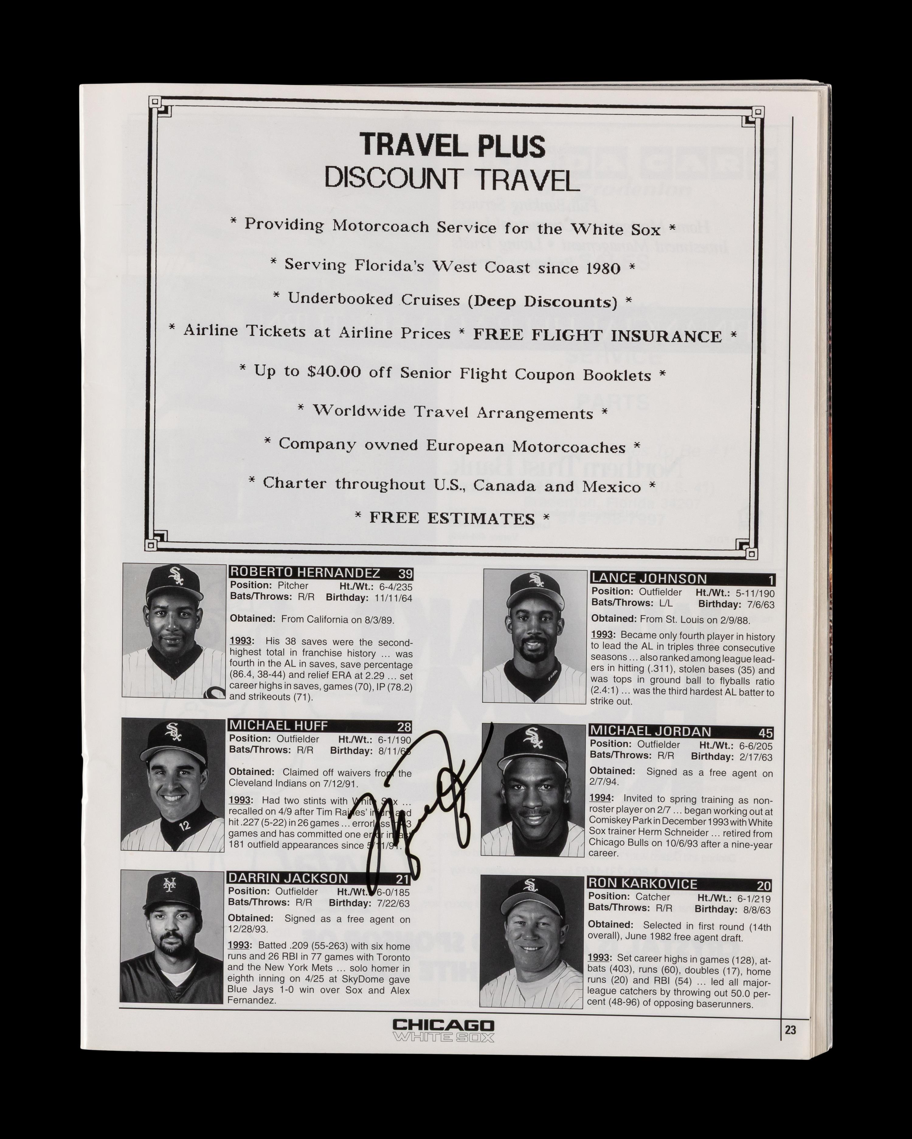 A Michael Jordan Signed Autograph 1994 Chicago White Sox Spring Training Program (Beckett Authentication Services Letter)