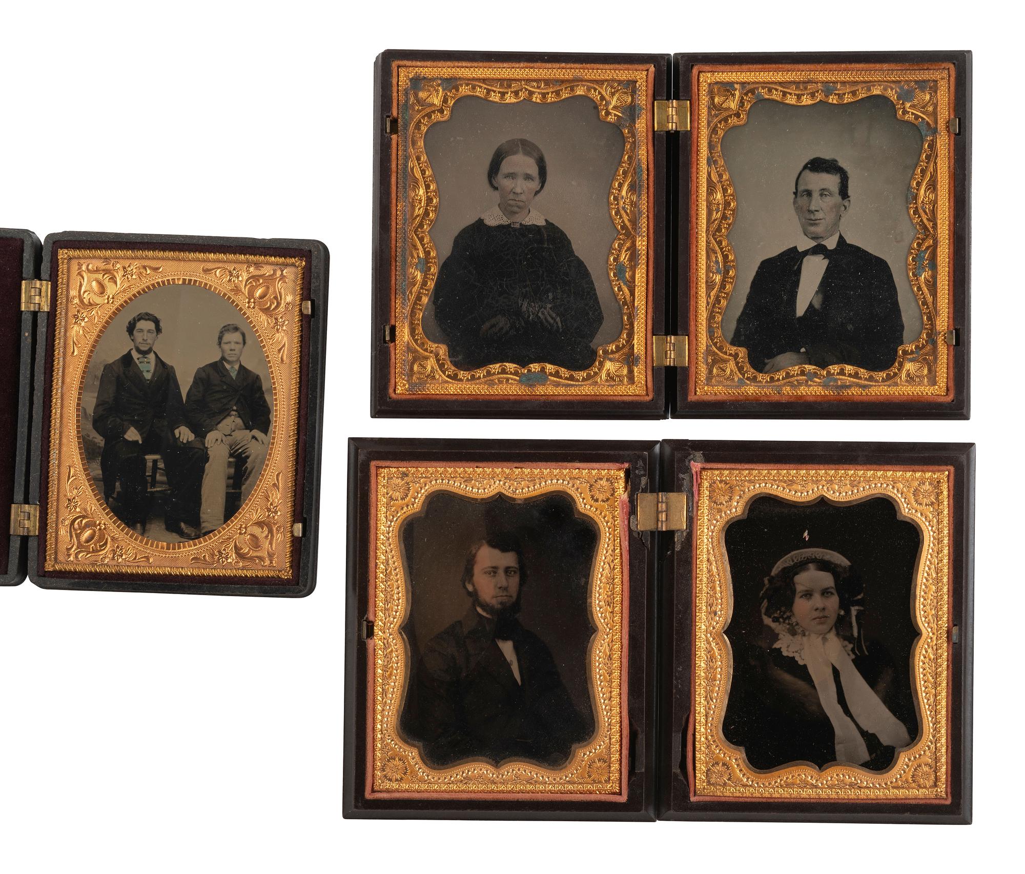 [EARLY PHOTOGRAPHY]. 20 half and quarter plate ambrotype portraits of men and women.