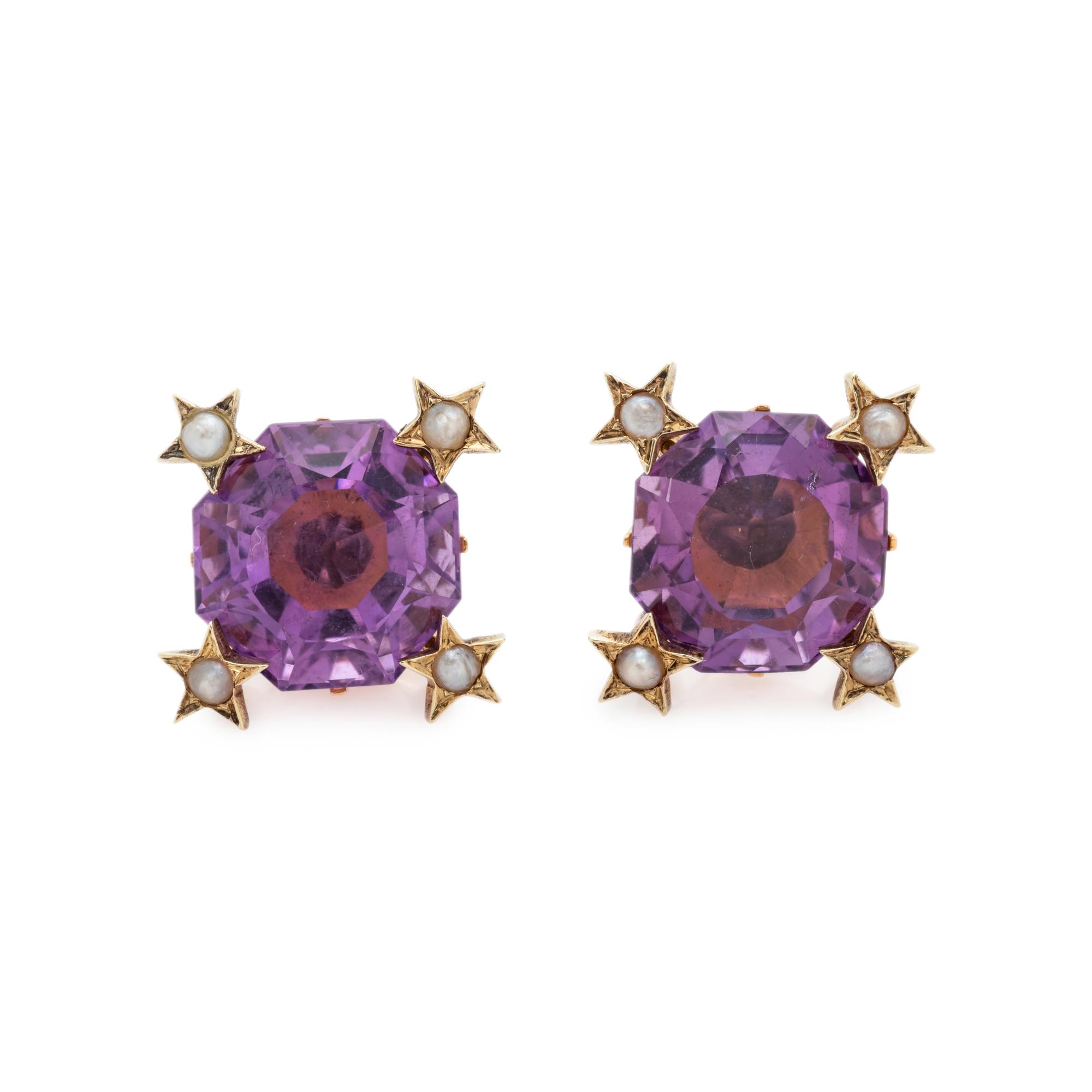 COLLECTION OF AMETHYST AND SEED PEARL JEWELRY