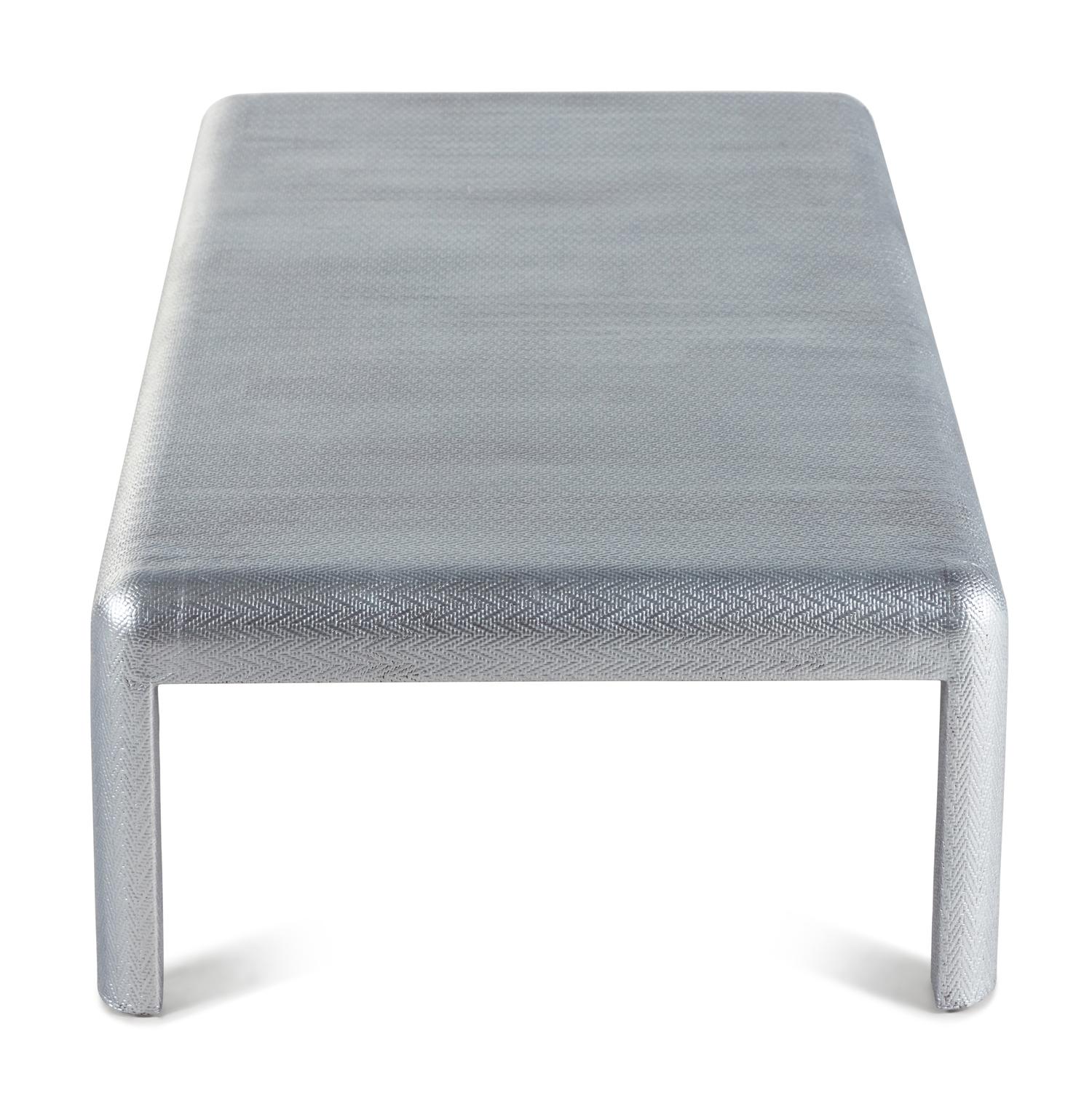 A Painted Raffia-Veneered Low Table in the Style of Karl Springer