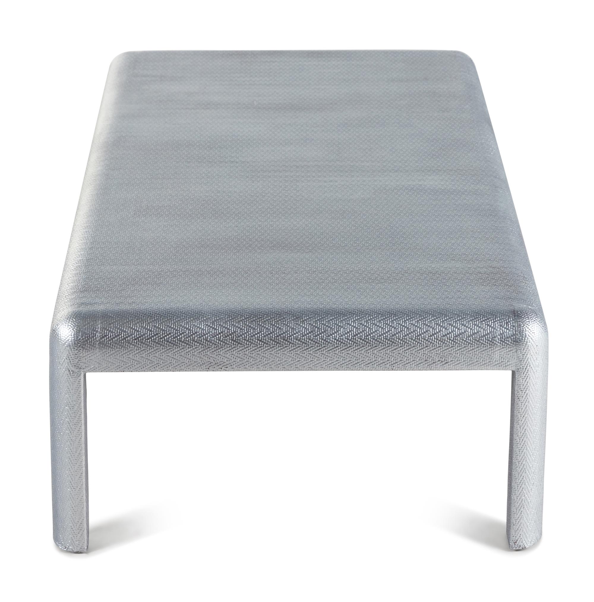 A Painted Raffia-Veneered Low Table in the Style of Karl Springer