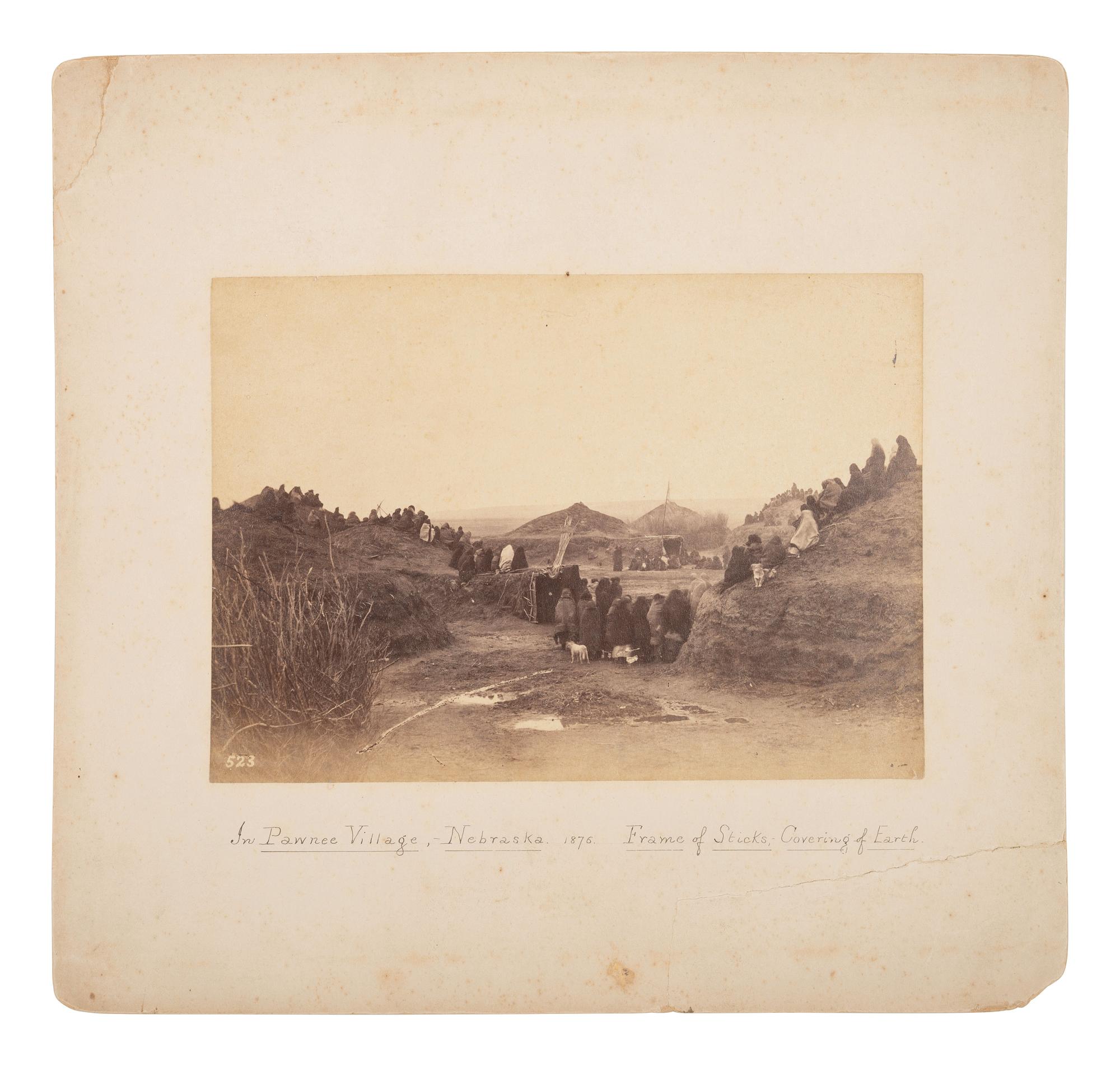 JACKSON, William Henry (1843-1942), photographer. Three photographs of Bannock and Pawnee dwellings from the Hayden Expedition. Ca 1870s.