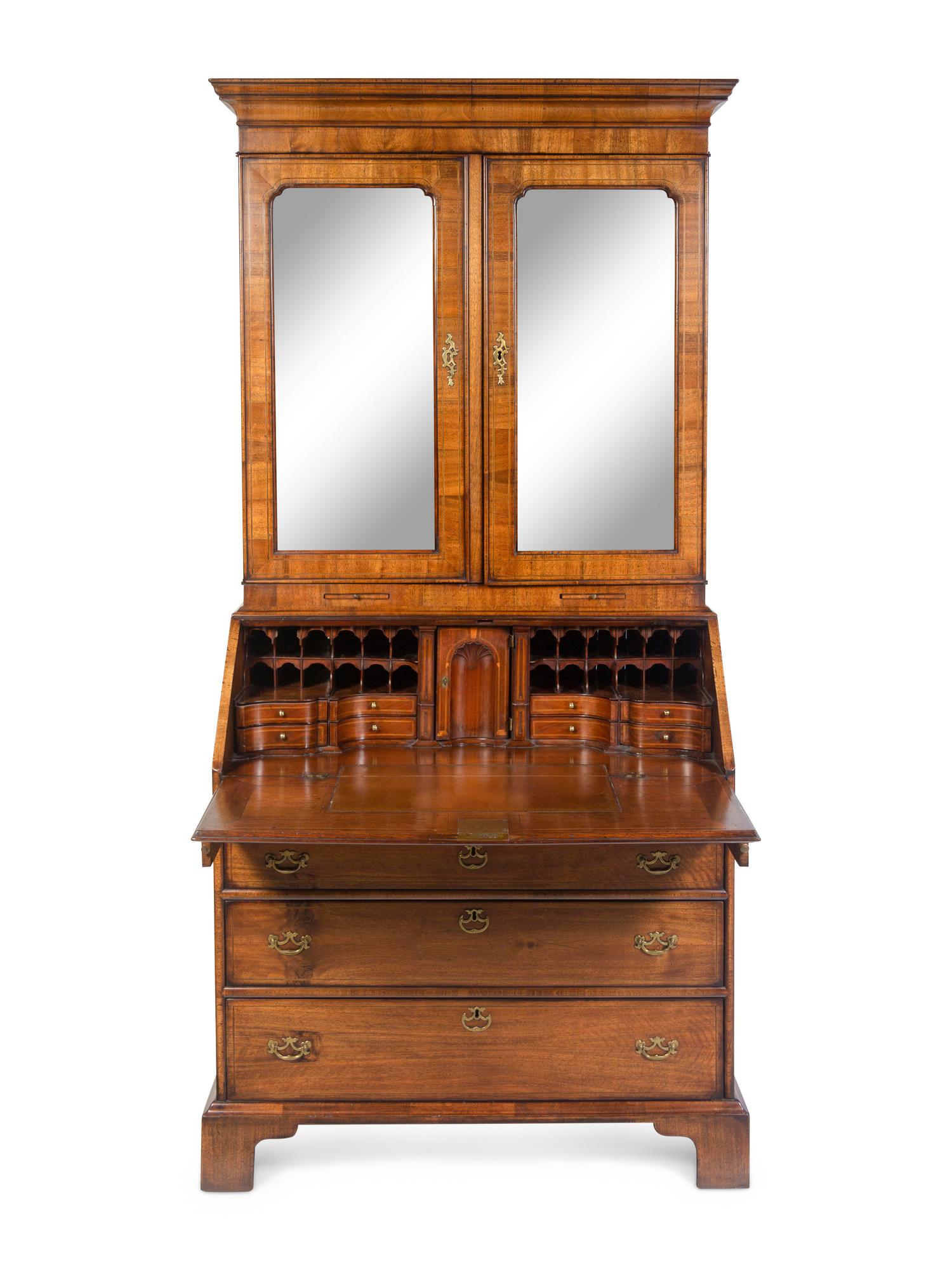 A George II Burl Walnut Secretary Bookcase