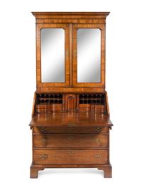 A George II Burl Walnut Secretary Bookcase