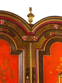 A George I Style Red, Gilt and Polychrome Japanned Bureau Cabinet