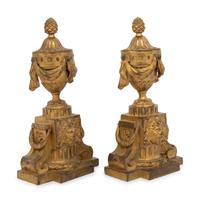 A Pair of Louis XVI Style Gilt Bronze Chenets