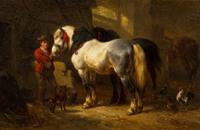 Wouterus Verschuur, (Dutch, 1812-1874), Groom with Horses