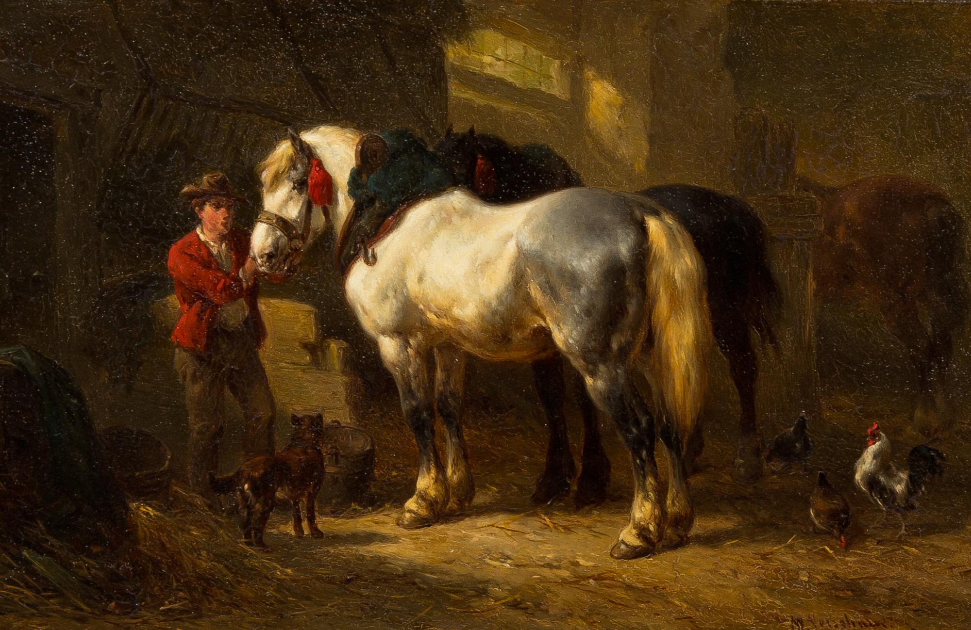 Wouterus Verschuur, (Dutch, 1812-1874), Groom with Horses