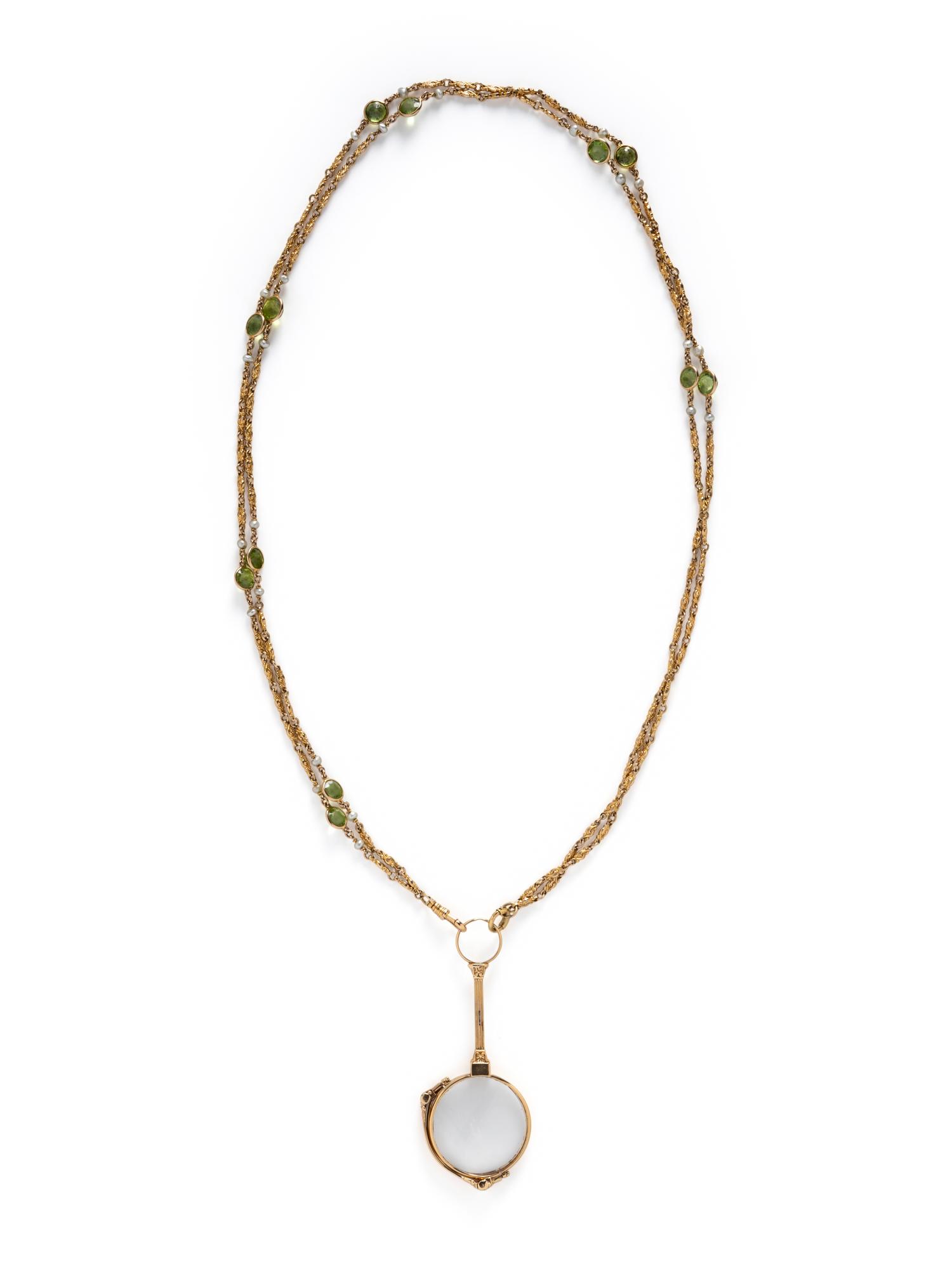 YELLOW GOLD LORGNETTE AND CHAIN
