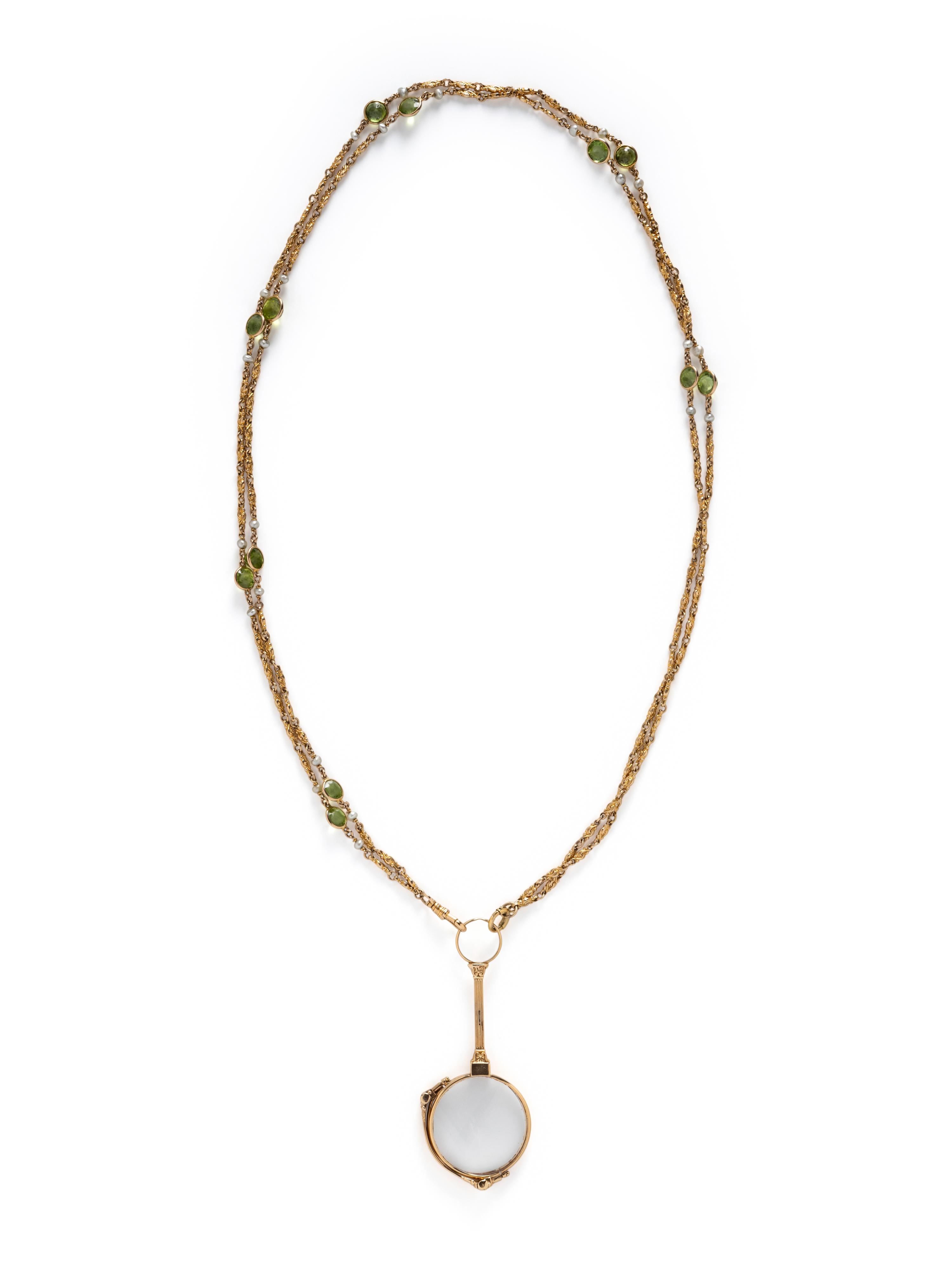 YELLOW GOLD LORGNETTE AND CHAIN