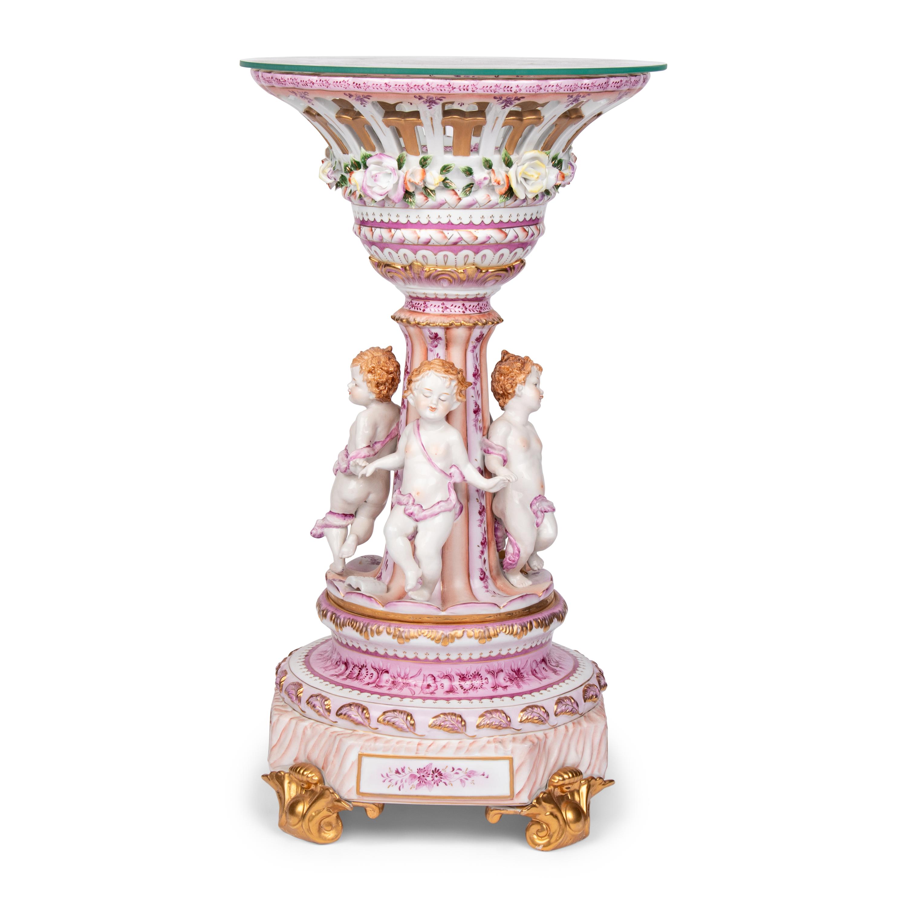 An Dresden Porcelain Jardinere Adapted as a Table